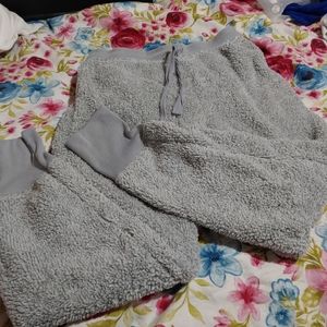 Gray Faux sherpa joggers